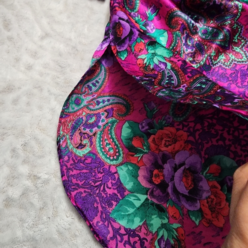 Victoria's Secret Vintage Gold Label Satin Floral paisley Sleep Shirt Size S - Picture 6 of 14